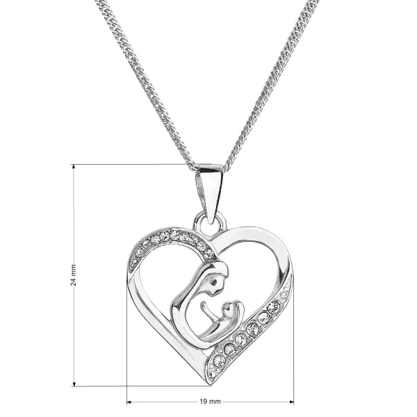 Strieborný náhrdelník matka a dieťa so Swarovski kryštálmi biely 32073.1