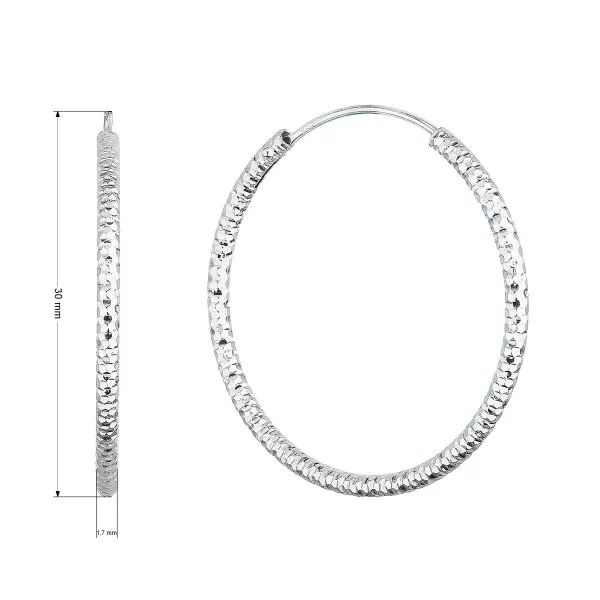 Strieborné náušnice kruhy s ozdobným prelisovaním 61006