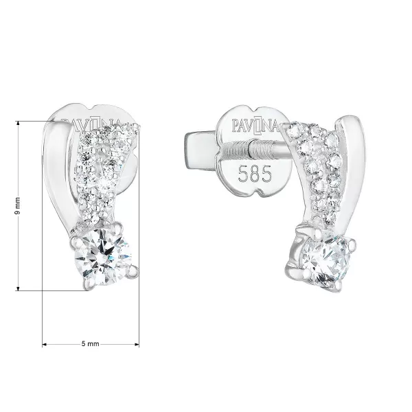 Zlaté náušnice 81008.1 biele zlato s briliantom