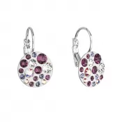 Náušnice bižutérie so Swarovski kryštálmi fialové okrúhle 51035.3 ametyst