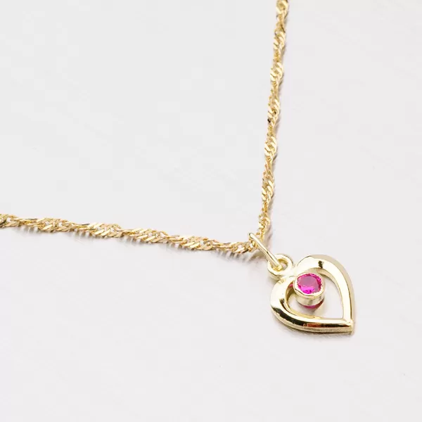 Zlaté srdce s červeným kamienkom 43-2316