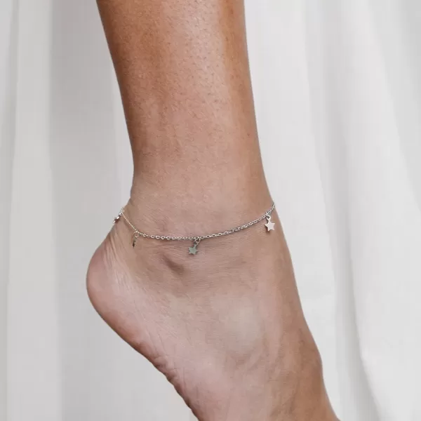 Strieborná retiazka na nohu Hviezdičky 16001.1