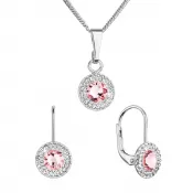 Súprava šperkov s kryštálmi Swarovski náušnice a prívesok ružové okrúhle 39109.3 lt. rose