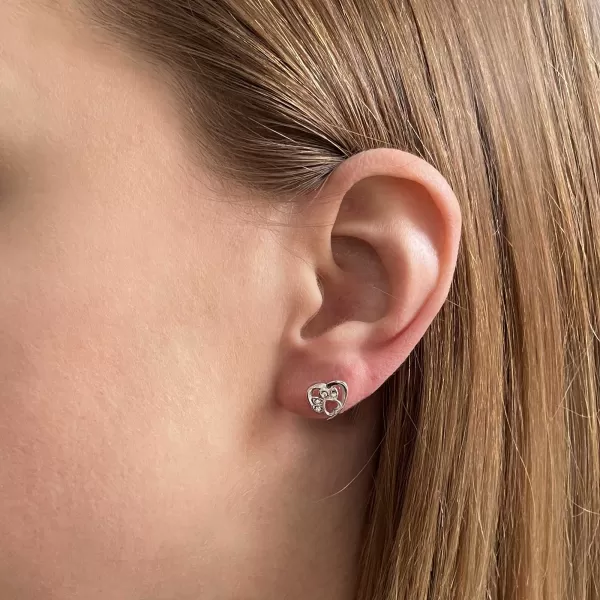 Strieborné náušnice kôstky s kryštálmi Preciosa psie labky 31307.1