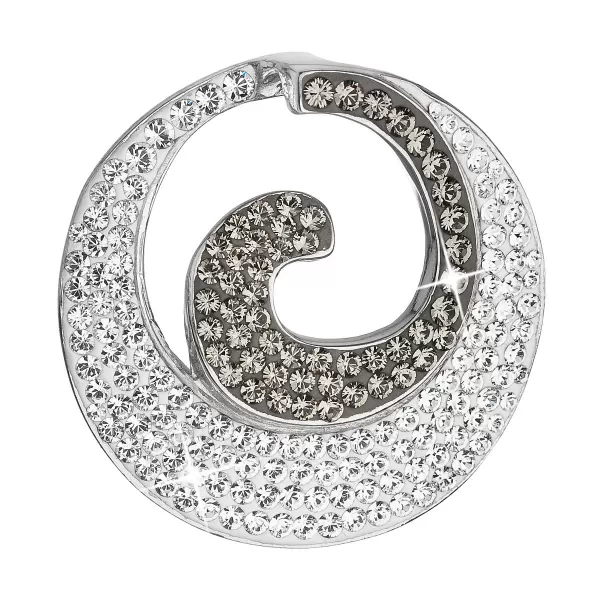 Strieborný prívesok s Swarovski Crystals Grey Round 34186.3
