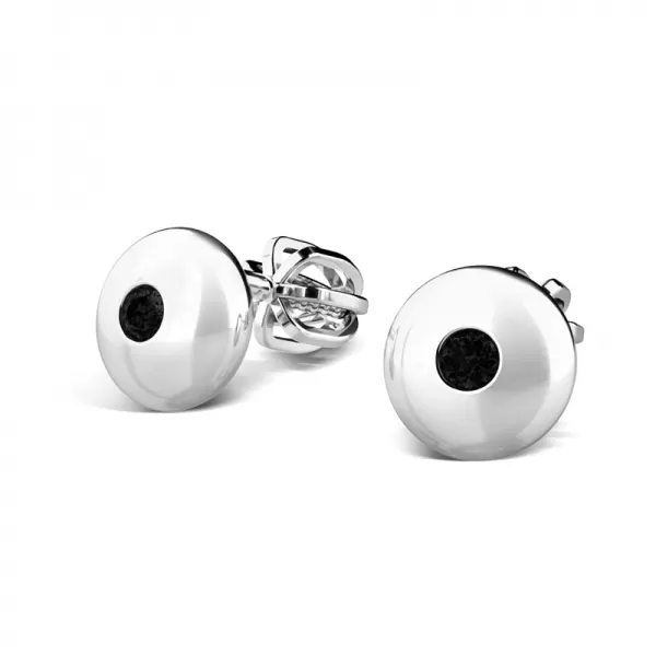 Zlaté náušnice kôstky s čiernymi zirkónmi 140009-B-ZIR-Black