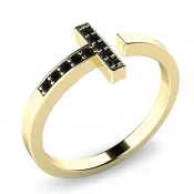 Prsteň s čiernymi briliantmi zo žltého zlata 140014ZL-DIA-Black
