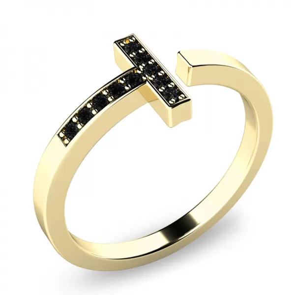 Prsteň s čiernymi briliantmi zo žltého zlata 140014ZL-DIA-Black