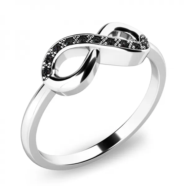 Prsteň s čiernymi briliantmi z bieleho zlata - infinity 140007B-DIA-Black