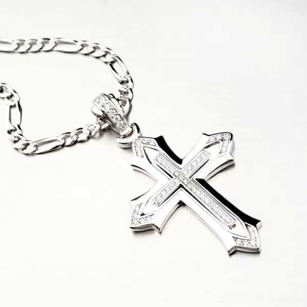 Strieborný prívesok kríž so zirkónmi PKL-3085