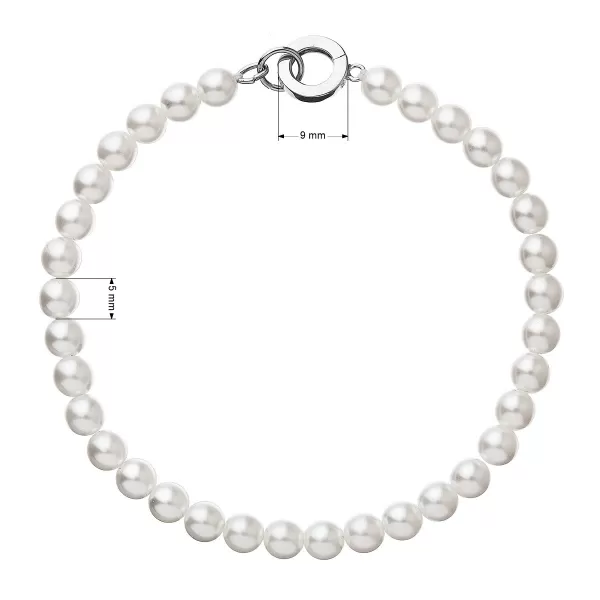 Perlový náramok biely so striebornou sponou 33123.1