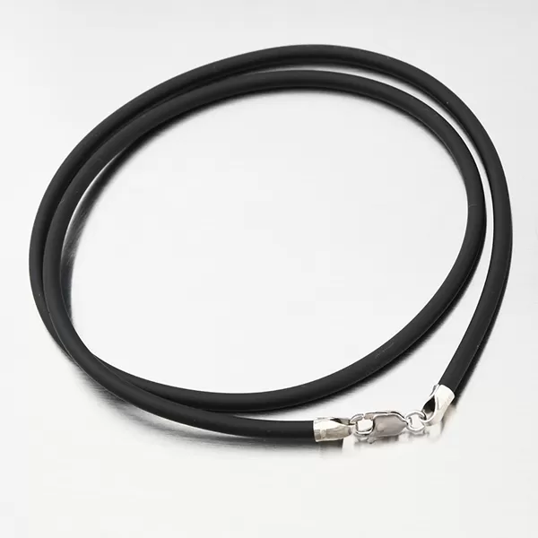 Náhrdelník striebra a pokožky v čiernej N1400786-0348-SLX