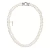 Perlový náhrdelník dvojradový z pravých riečnych perál biely 22036.1