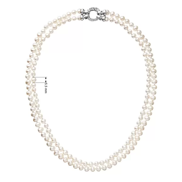 Perlový náhrdelník dvojradový z pravých riečnych perál biely 22036.1