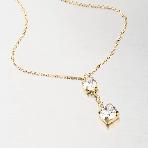 Náhrdelník s kryštálmi vo farbe žltého zlata N1900175-2120-SLX