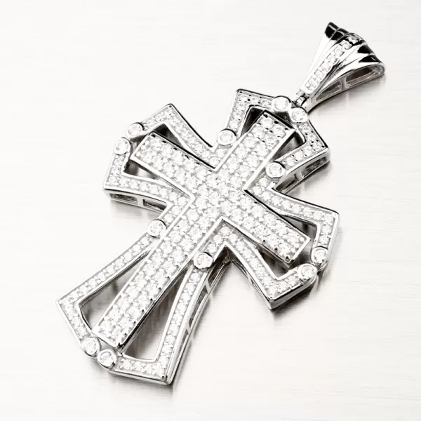 Strieborný prívesok kríž so zirkónmi PKL-3090