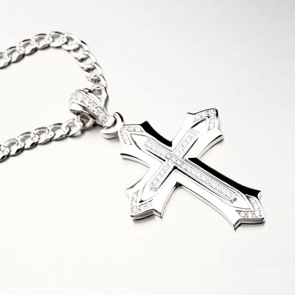 Strieborný prívesok kríž so zirkónmi PKL-3085