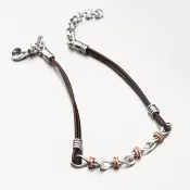 Strieborný náramok s kožou 92003043-71-SLX