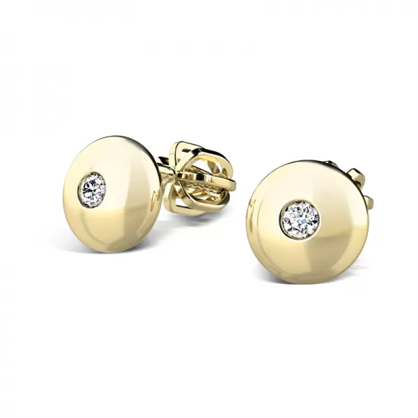 Zlaté náušnice kôstky so zirkónmi 140009-ZL-ZIR