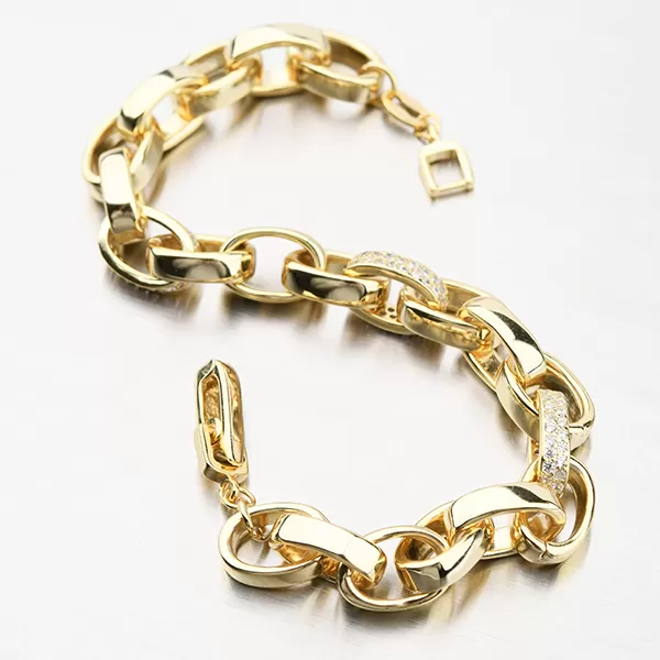 Pozlátený strieborný náramok so zirkónmi B1901558-1905-SLX