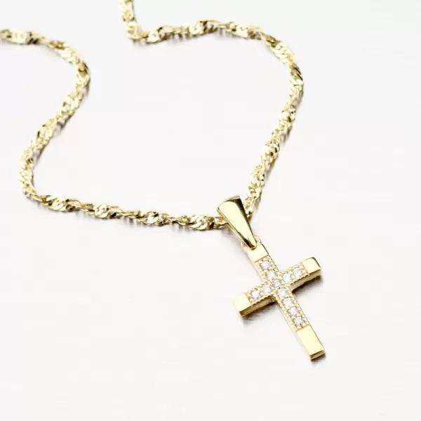 Zlatý krížik so zirkónmi 662P-130219