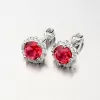 Strieborné náušnice kôstky s červeným zirkónom PKL-2097