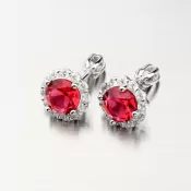 Strieborné náušnice kôstky s červeným zirkónom PKL-2097