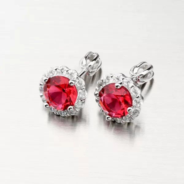 Strieborné náušnice kôstky s červeným zirkónom PKL-2097