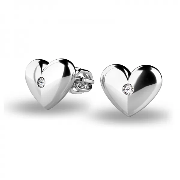 Zlaté náušnice srdiečka so zirkónmi 140019-B-ZIR