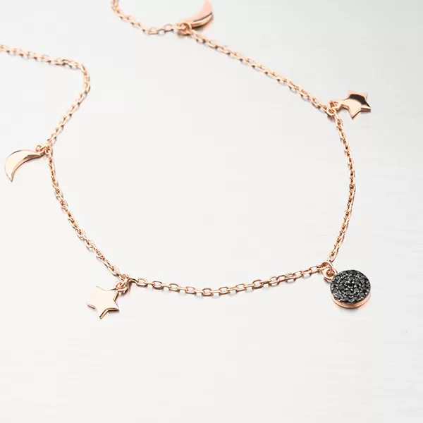 Strieborný náhrdelník s čiernymi zirkónmi N1704177-1905-SLX