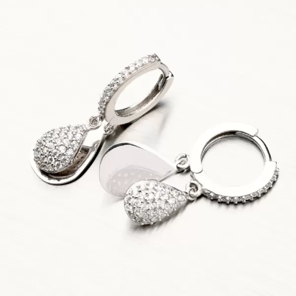 Strieborné kruhy so zirkónmi as príveskami PKL-2084