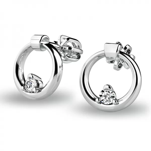 Zlaté náušnice krúžky s briliantmi 140022-B-DIA