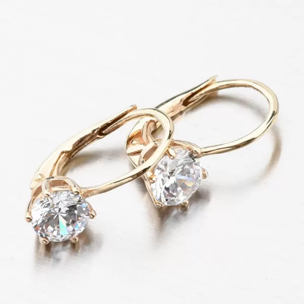 Zlaté náušnice korunky so zirkónmi 663P-120683