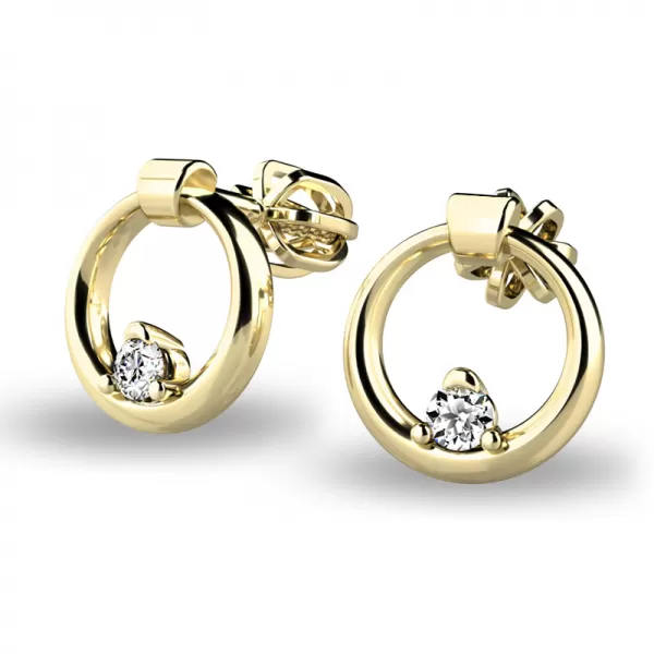 Zlaté náušnice krúžky s briliantmi 140022-ZL-DIA