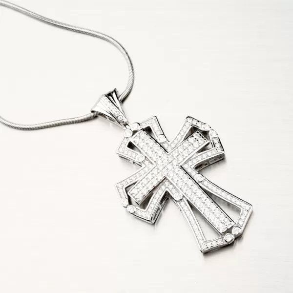 Strieborný prívesok kríž so zirkónmi PKL-3090