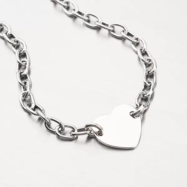 Strieborný náramok so srdcom s možnosťou rytiny B1703328-1264-SLX