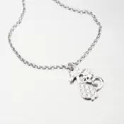 Strieborný náhrdelník s mačkou a so zirkónmi N1700292-2464-SLX