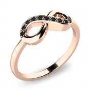 Prsteň s čiernymi briliantmi z ružového zlata - infinity 140007CV-DIA-Black