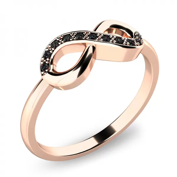 Prsteň s čiernymi briliantmi z ružového zlata - infinity 140007CV-DIA-Black
