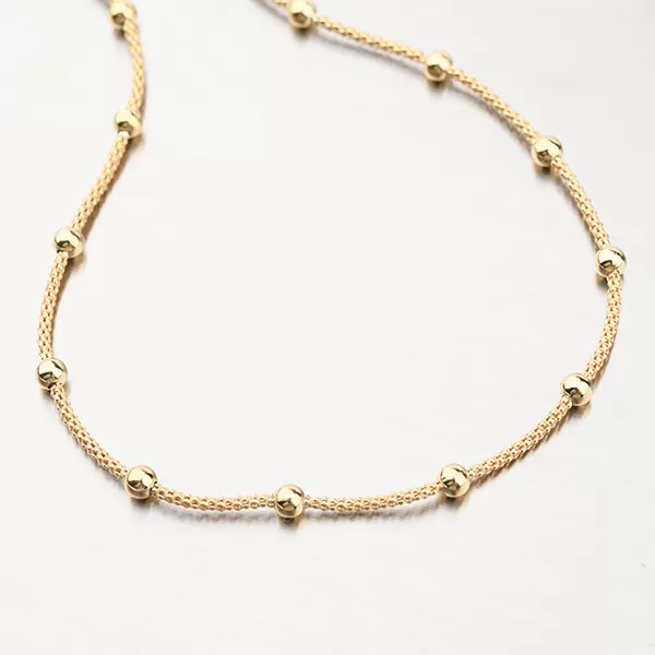 Pozlátený strieborný náhrdelník s korálkami N2100005-0850-SLX