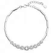 Strieborný náramok so Swarovski kryštálmi biely 33111.1