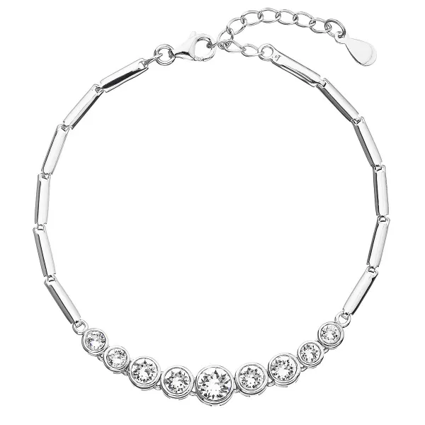 Strieborný náramok so Swarovski kryštálmi biely 33111.1