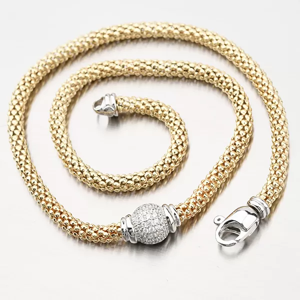 Pozlátený strieborný náhrdelník so zirkónmi N1900542-2196-SLX