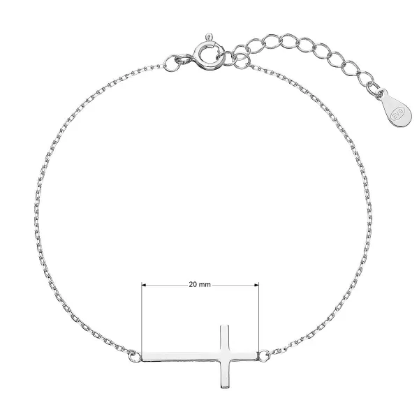 Strieborný náramok s väčším krížikom 63008