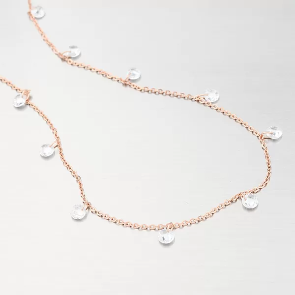 Náhrdelník pozlátený ružovým zlatom s kryštálmi N1803391-1905-SLX