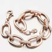 Strieborný náramok so zirkónmi vo farbe ružového zlata B1901171-1905-SLX