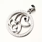 Strieborný prívesok pes so zirkónmi PKL-3082