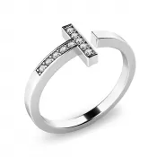 Prsteň s briliantmi z bieleho zlata 140014B-DIA
