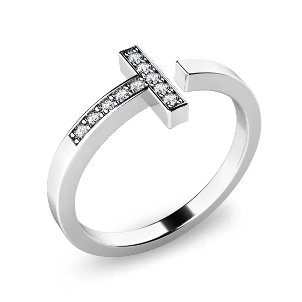 Prsteň s briliantmi z bieleho zlata 140014B-DIA