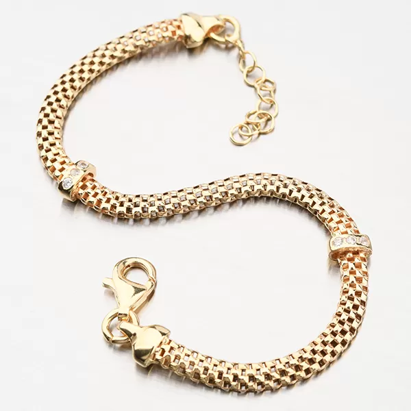 Pozlátený strieborný náramok so zirkónmi B1400707-1264-SLX